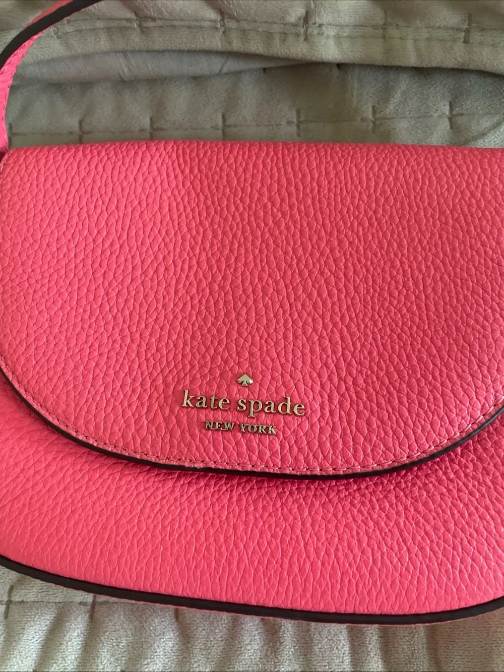 kate spade Hot Pink Pebbled Leather Flap Crossbody